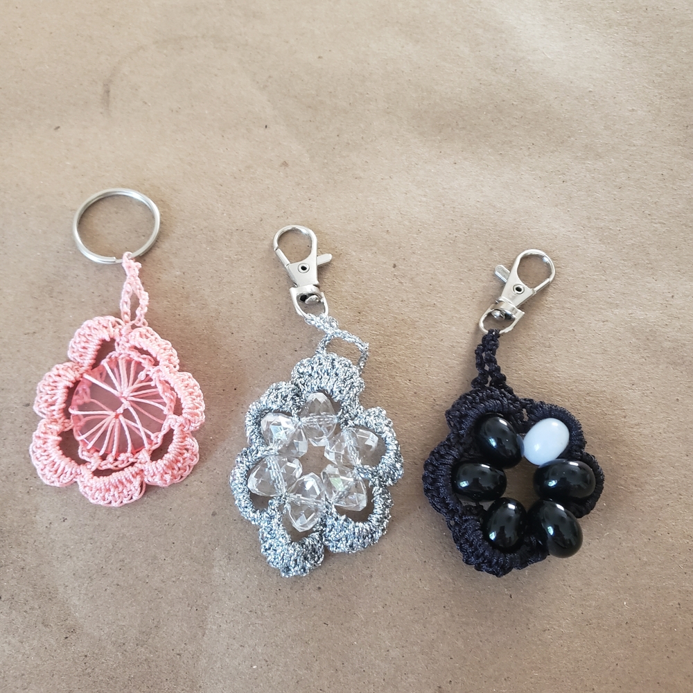 Set Of 3 Crochet Flower Keychains - Picture 6 of 6